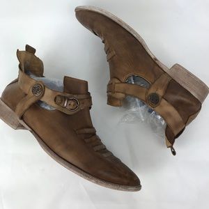 Free People Leather flat slip on booties size 41